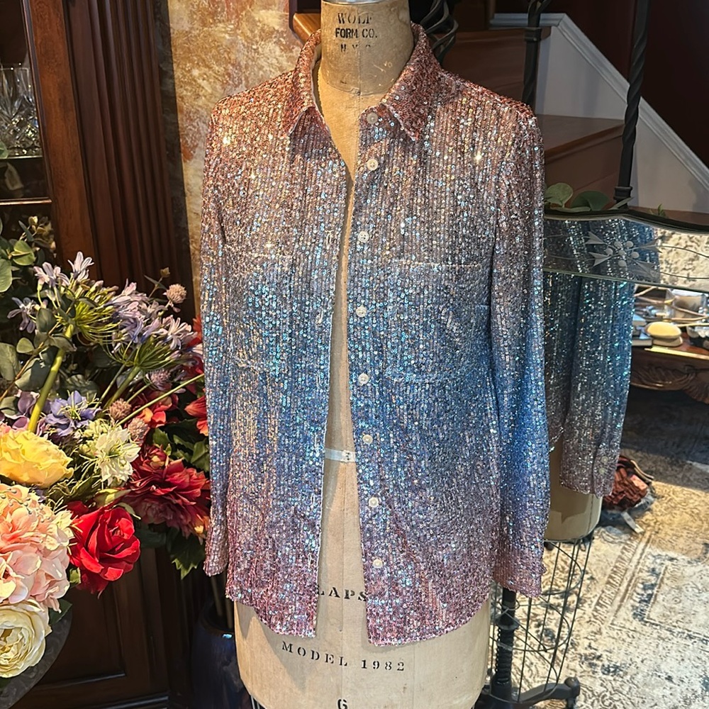 Anthro Ombré Sequin Shirt ✨